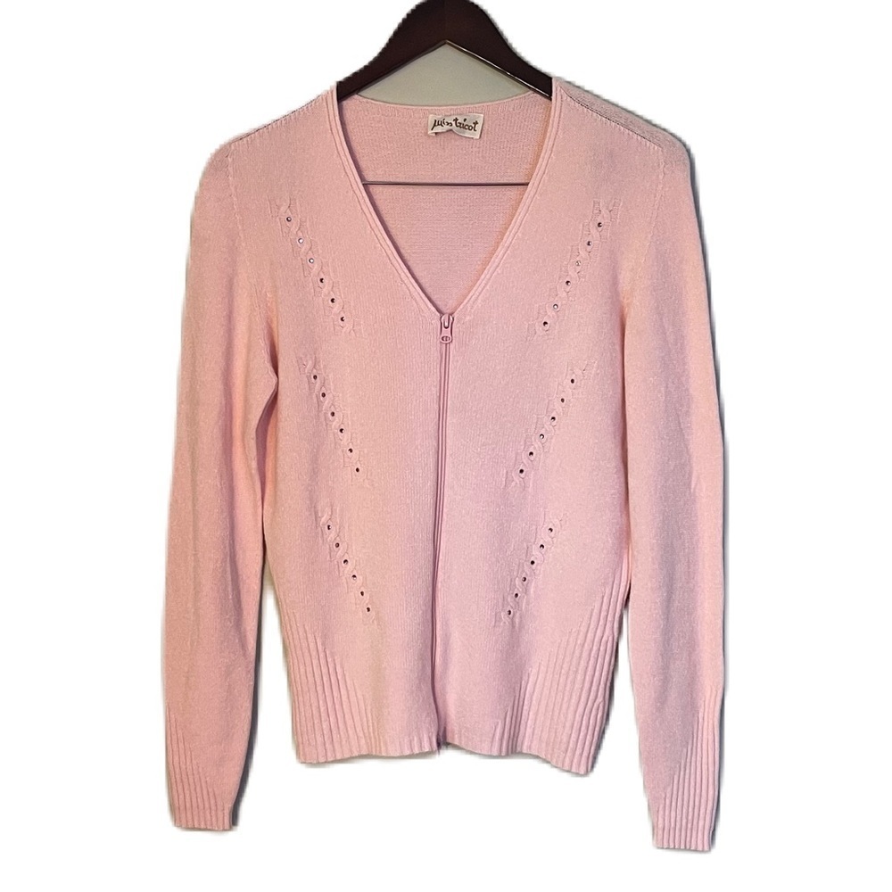 Miss Tricot Pink Cardigan with Rhinestone S/M​​